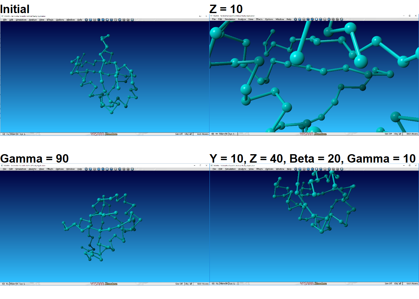 Change in the view of the 1UBQ model using the PosOriObj commands