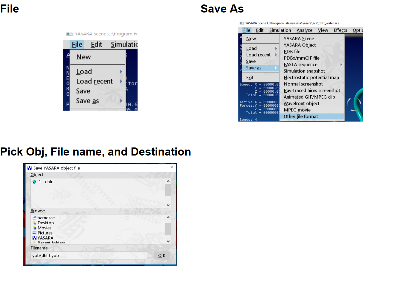Saving a file in .yob format using the GUI